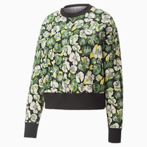 Chandail imprimé à col rond PUMA x LIBERTY Femme, Puma Black-Flower AOP